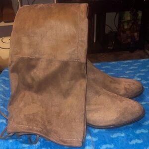 Tan suede knee high boots #kneehighboots
